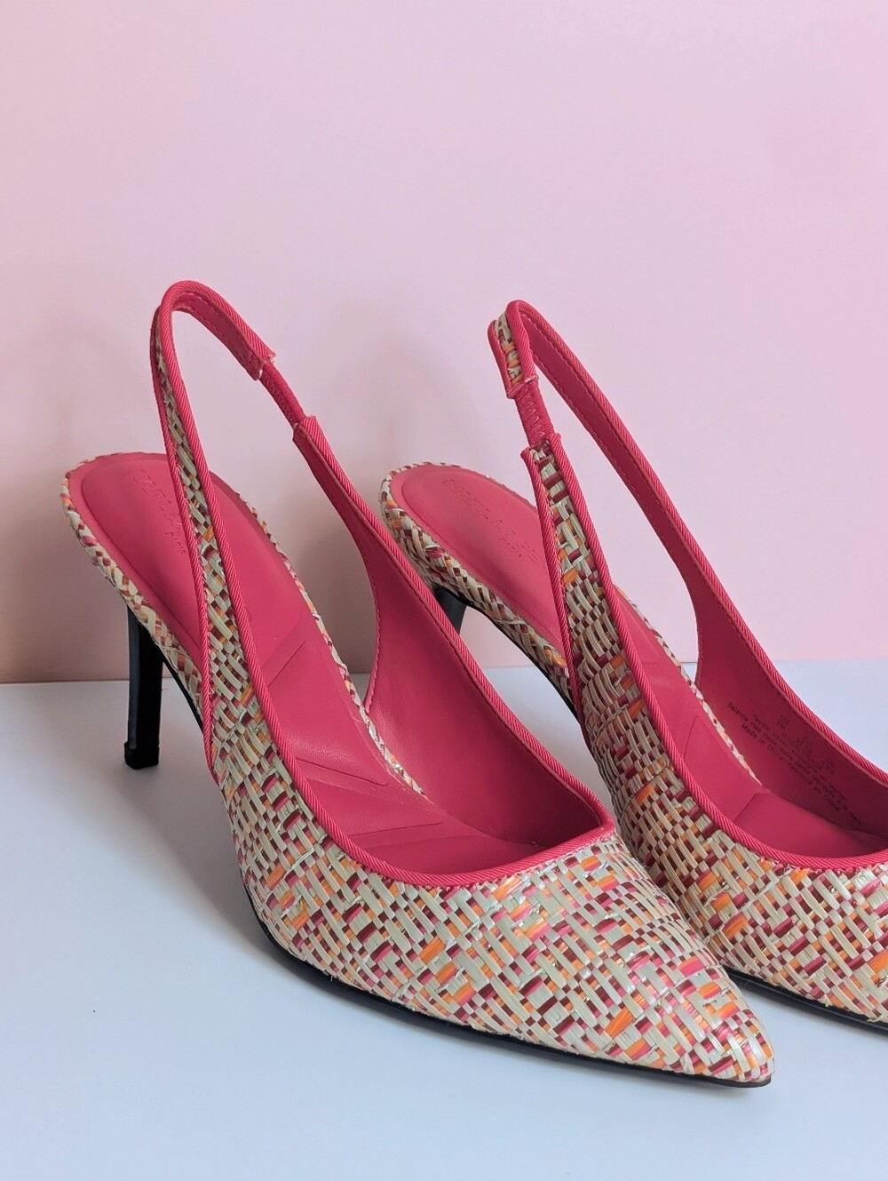 Karl Lagerfeld Rosalyn Teaberry Woven Slingback Heels Size 8